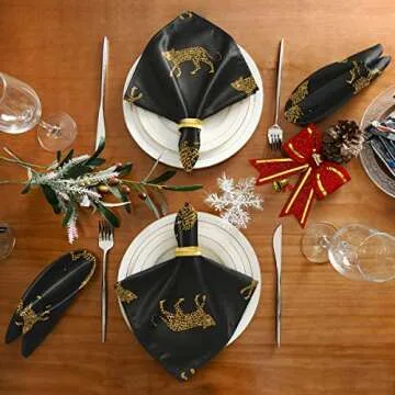 Cloth Napkins Leopards Washable Polyester Dinner Napkins Great for Weddings, Parties, Holiday Dinner 20in x 20in