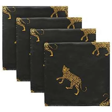 Cloth Napkins Leopards Washable Polyester Dinner Napkins Great for Weddings, Parties, Holiday Dinner 20in x 20in