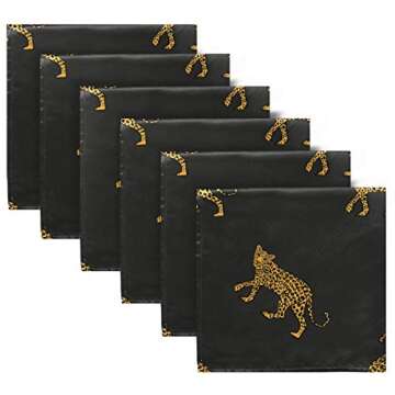 Cloth Napkins Leopards Washable Polyester Dinner Napkins Great for Weddings, Parties, Holiday Dinner 20in x 20in