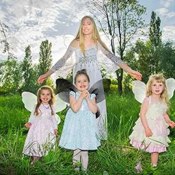 Sumind 2 Pieces Butterfly Fairy Wings Butterfly Wing Dress Up Birthday Party Favors Costume Accessory Halloween Angel Costume for Kids(Black and White)