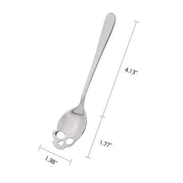 304 Stainless Steel Skull Sugar Spoon Dessert，Tea ，Coffee Stirring Spoon Set of 6 (Silver)