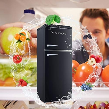 Galanz Retro 10 Cu Ft Dual Door Refrigerator - Black
