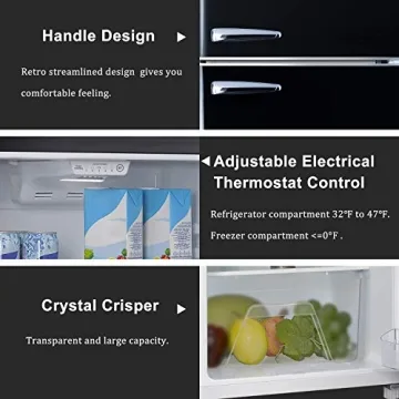 Galanz Retro 10 Cu Ft Dual Door Refrigerator - Black