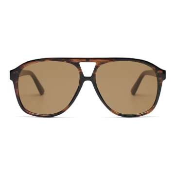 SOJOS Retro Large Aviator Sunglasses for Women Men Classic UV400 Oversized Aviators SJ2315, Wood Pat...