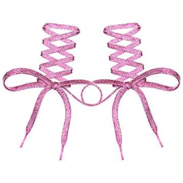 Shoe String King 45" (114 cm) Metallic Powder Pink Shoelaces (Flat)