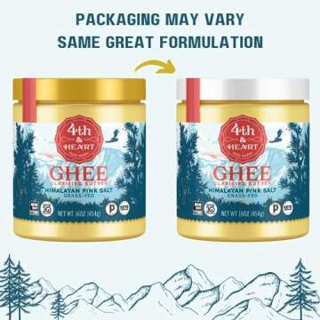 4th & Heart Himalayan Pink Salt Grass-Fed Ghee, Clarified Butter, Keto Pasture Raised, Non-GMO, Lactose and Casein Free, Certified Paleo (16 Ounces)