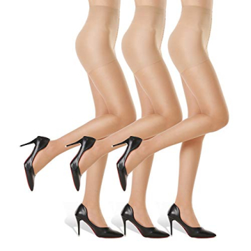 G&Y 3 Pairs Women's Sheer Tights - Control Top Pantyhose, Reinforced Toes