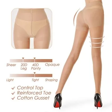 G&Y 3 Pairs Women's Control Top Pantyhose 20D