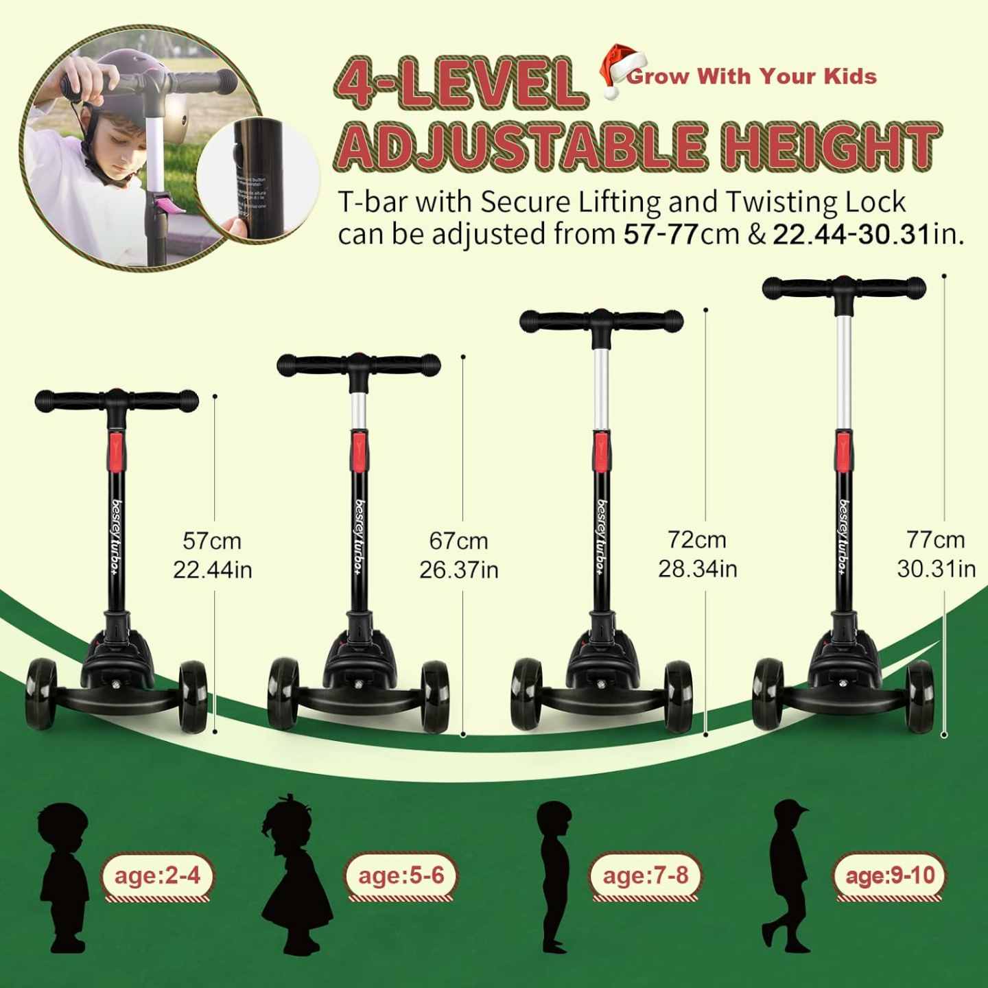 besrey Kids Kick Scooter with Adjustable Height