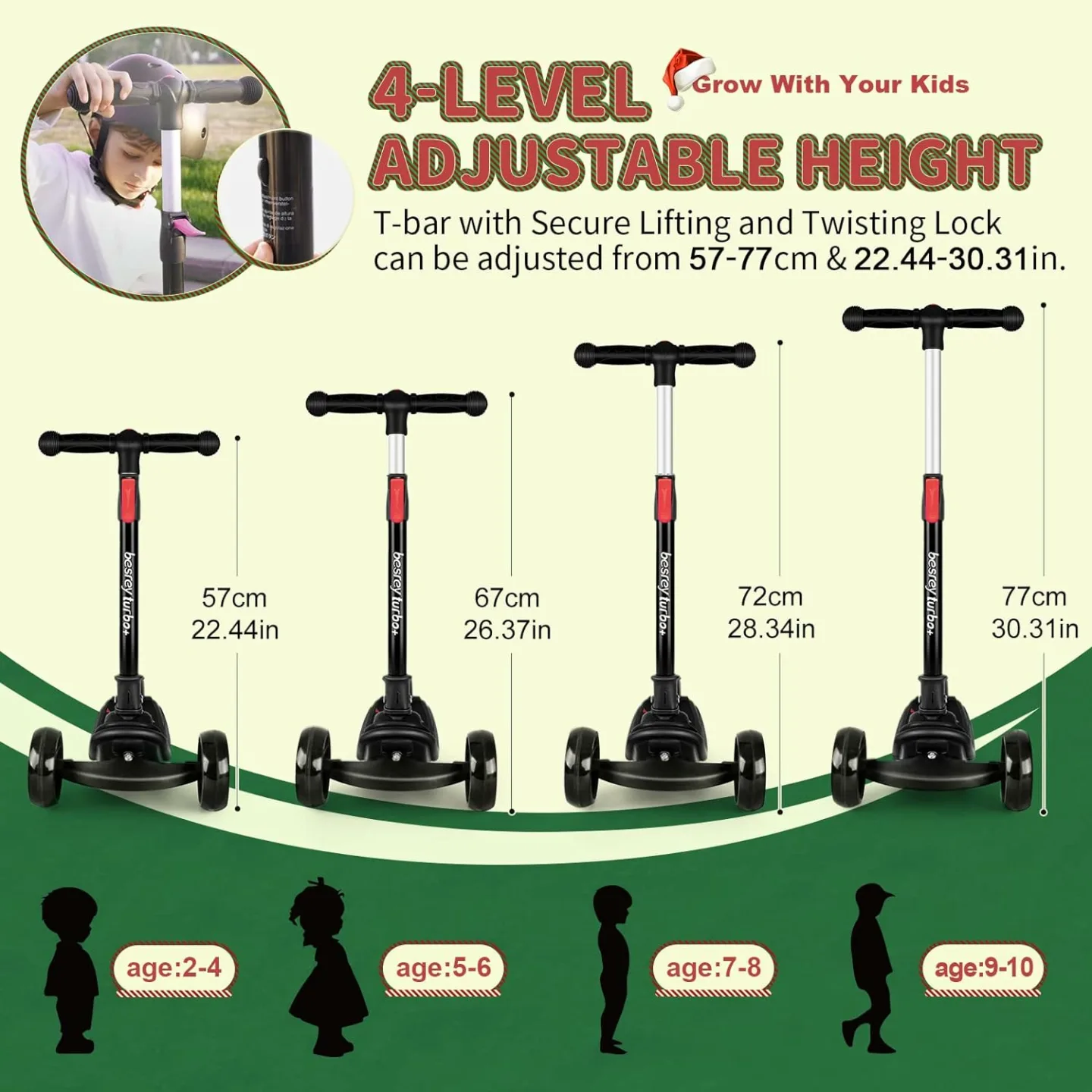 besrey Kids Kick Scooter with Adjustable Height