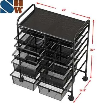 Simple Houseware 12-Drawers Rolling Storage Cart, Black