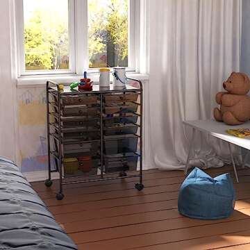 Simple Houseware 12-Drawers Rolling Storage Cart, Black