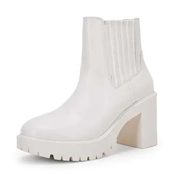 Womems Platform Lug Sole Ankle Boots Chunky Block Heel Seam Booties Combat Cozy Round Toe Chelsea Shoes