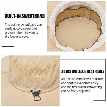 Peicees Fishing Hat Mens UPF 50+ Sun Protection Hat with Face Neck Flap Cover, 4.72 Inches Wide Brim Fishing Sun Cap Navy Blue