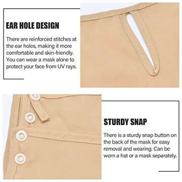 Peicees Fishing Hat Mens UPF 50+ Sun Protection Hat with Face Neck Flap Cover, 4.72 Inches Wide Brim Fishing Sun Cap Navy Blue