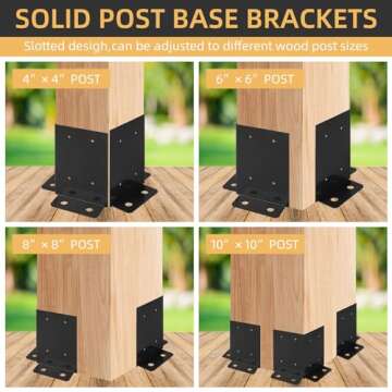Cskunxia 4Pcs Post Anchor Base, Deck Post Base, Black Powder-Coated Post Brackets, Heavy Duty Wood Post Brackets for Pergola Railing Mailbox Deck Fit 4x4, 6x6, 8x8 Post