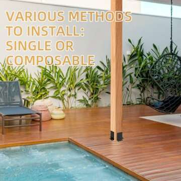 Cskunxia 4Pcs Post Anchor Base, Deck Post Base, Black Powder-Coated Post Brackets, Heavy Duty Wood Post Brackets for Pergola Railing Mailbox Deck Fit 4x4, 6x6, 8x8 Post