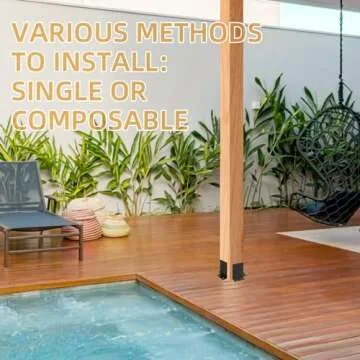 Cskunxia 4Pcs Post Anchor Base, Deck Post Base, Black Powder-Coated Post Brackets, Heavy Duty Wood Post Brackets for Pergola Railing Mailbox Deck Fit 4x4, 6x6, 8x8 Post