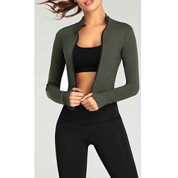 Tanming Women's Full Zip Seamless Workout Jacket for Activewear