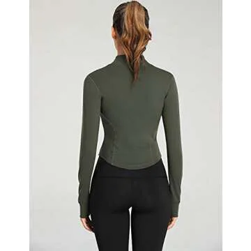 Tanming Women's Full Zip Seamless Workout Jacket for Activewear