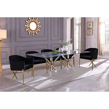 Meridian Furniture Mercury Collection Modern | Contemporary Tempered Glass Top Dining Table with Acr...