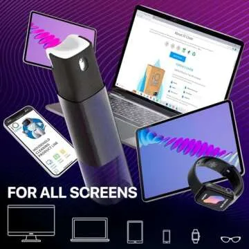 IO CLEAN Mini Screen Cleaner Spray – Finger Proof Screen Cleaner for Smartphones, iPads, MacBooks, Laptops, Car Screens, Touchscreens – 3in1 Mist Cleaner, Microfiber Cloth and Protective Cover -Yellow