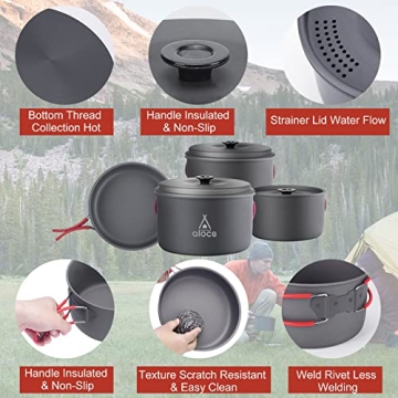 ALocs Camping Cookware Set for Outdoor Cooking Essentials
