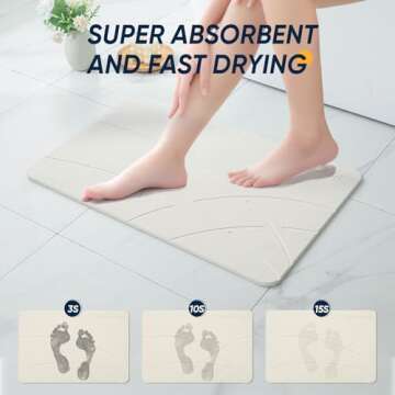 Vannokor Stone Bath Mat,Diatomaceous Earth Shower mat Non Slip,Stone Bath Mats for Bathroom Quick Dry,Easy to Clean.(23.6"x15.4" Grayish White)