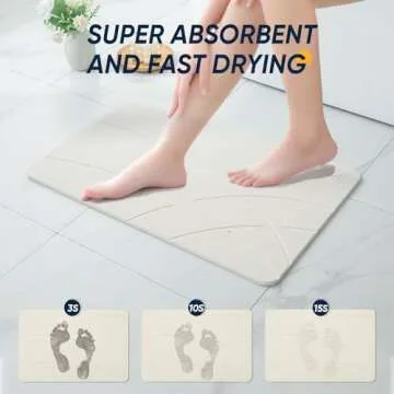 Vannokor Stone Bath Mat,Diatomaceous Earth Shower mat Non Slip,Stone Bath Mats for Bathroom Quick Dry,Easy to Clean.(23.6"x15.4" Grayish White)