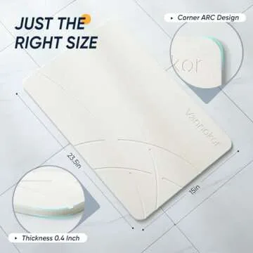 Vannokor Stone Bath Mat,Diatomaceous Earth Shower mat Non Slip,Stone Bath Mats for Bathroom Quick Dry,Easy to Clean.(23.6"x15.4" Grayish White)