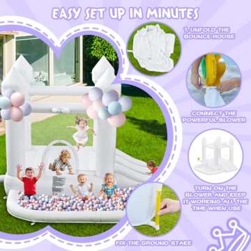 FINCOME White Bounce House for Toddlers - Durable Fun