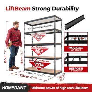 HOMEDANT Heavy Duty Adjustable Shelving Unit for Garage Use