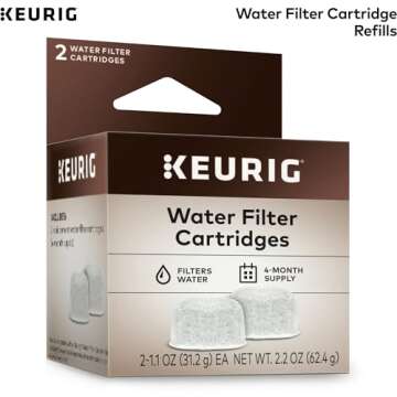 Keurig Water Filter Refill Cartridges, Replacement Water Filter Cartridges, Compatible with 2.0 K-Cu...