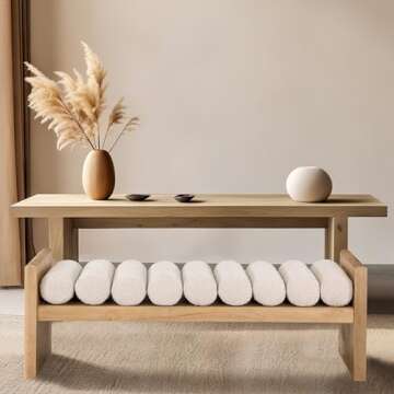 Meridian Furniture 179Cream Waverly Collection Modern | Contemporary Bench with Solid Wood Rich Natu...