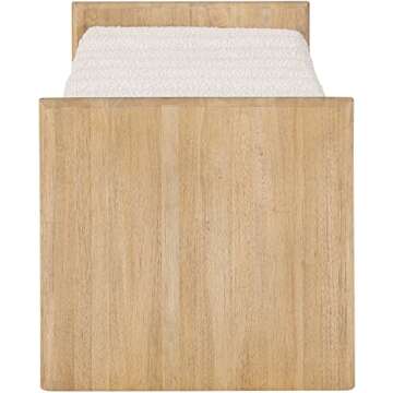 Meridian Furniture 179Cream Waverly Collection Modern | Contemporary Bench with Solid Wood Rich Natural Finish, Luxurious Cream Boucle Fabric, 52" W x 19" D x 18" H, Cream
