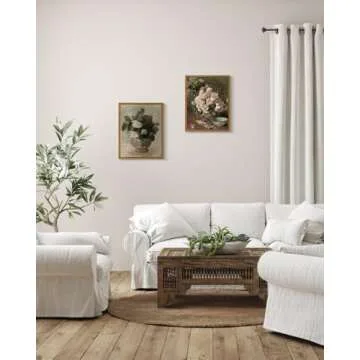 InSimSea Framed Canvas Prints Art Vintage Decor, Home Eclectic Roses in Vase Classical Oil Paintings for Wall Art Decorations, Rustic Farmhouse Wall Decor for Bathroom, 8"x10"