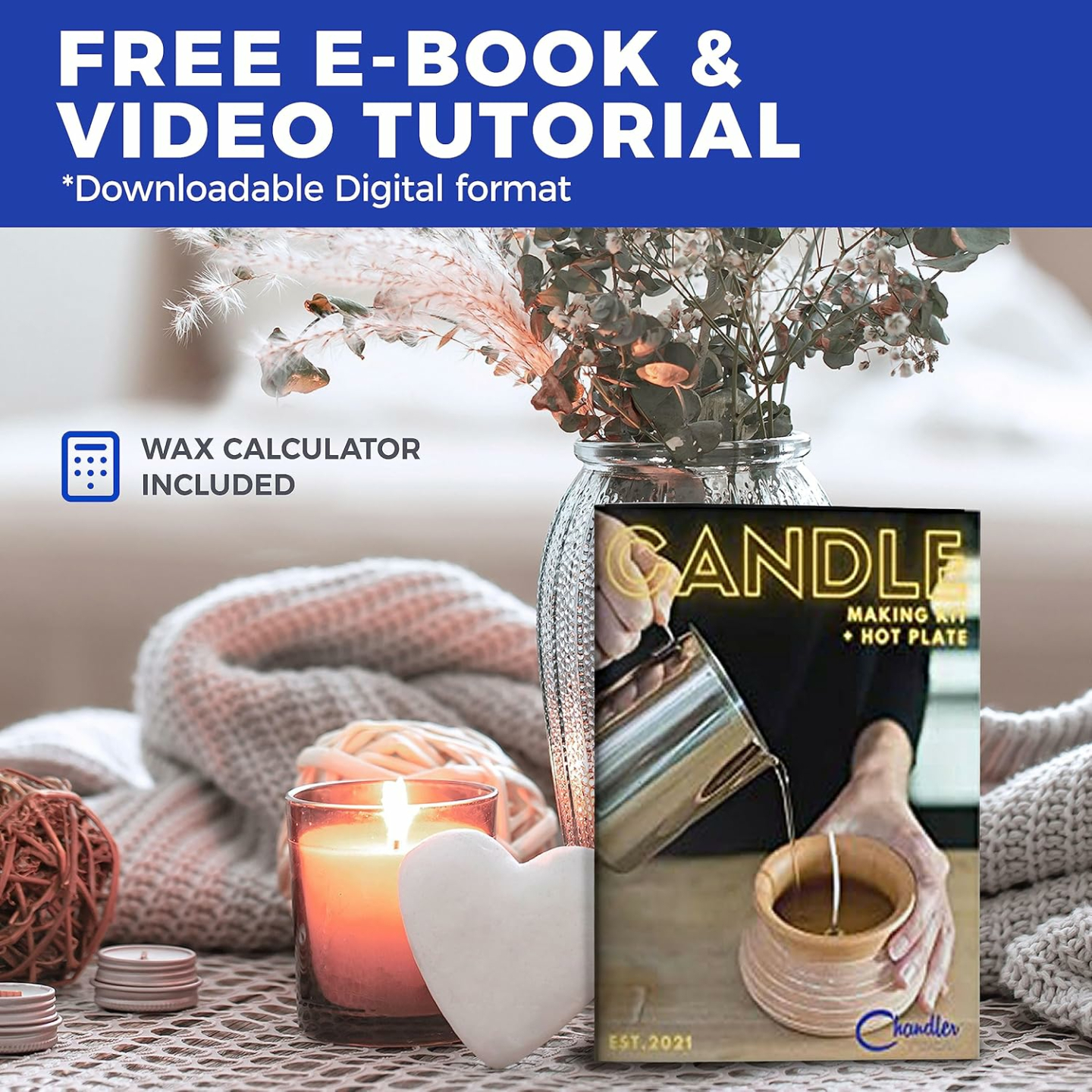 DIY Candle Making Kit with Soy Wax & Hot Plate (5lb)