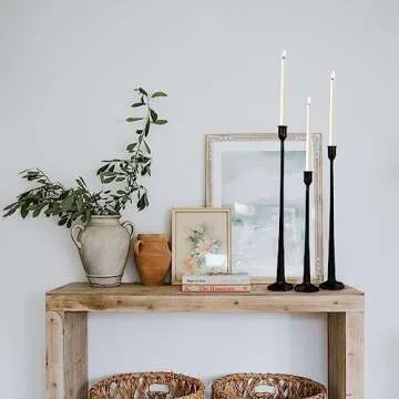 Rustic Iron Taper Candle Holder Set - 14“, 17”, 19“ High Decorative Candle Stand for Weddings, Dinners, Parties - 3-Piece Candlestick Holder Collection