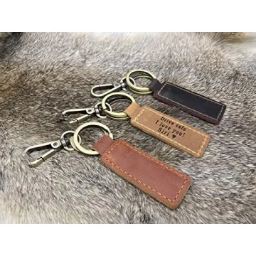 Personalized Leather Keychain for 3rd Anniversary Gift