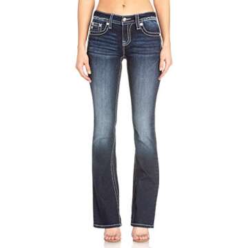 Miss Me Women's Tennessee Angel Wings Embellished Boot Cut Jeans (Dark Blue, 30)