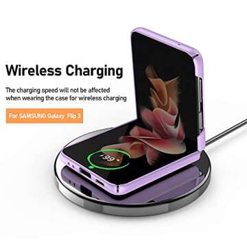 Vizvera Case for Samsung Galaxy Z Flip 3 5G 2021, Slim Fit Lightweight Matte Phone Case for Galaxy Z Flip 3-Dark Purple