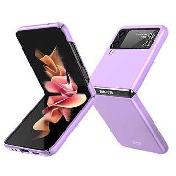 Vizvera Case for Samsung Galaxy Z Flip 3 5G 2021, Slim Fit Lightweight Matte Phone Case for Galaxy Z Flip 3-Dark Purple