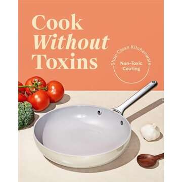 Caraway Nonstick Ceramic Frying Pan (2.7 qt, 10.5") - Non Toxic, PTFE & PFOA Free - Oven Safe & Compatible with All Stovetops (Gas, Electric & Induction) - Cream