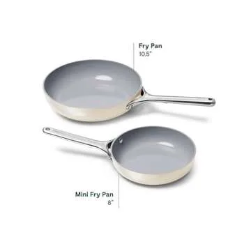 Caraway Nonstick Ceramic Frying Pan (2.7 qt, 10.5") - Non Toxic, PTFE & PFOA Free - Oven Safe & Compatible with All Stovetops (Gas, Electric & Induction) - Cream