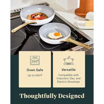 Caraway Nonstick Ceramic Frying Pan (2.7 qt, 10.5") - Non Toxic, PTFE & PFOA Free - Oven Safe & Compatible with All Stovetops (Gas, Electric & Induction) - Cream