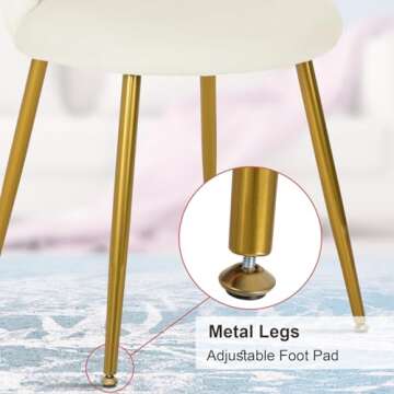 BOWTHY Vanity Chair for Makeup Room - Midcentury Modern Accent Chair for Living Room Bedroom, Makeup Chair with Back Support Velvet Chair with Gold Legs (Cream)