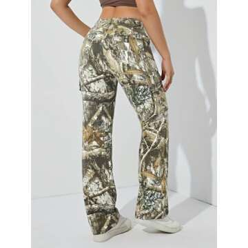 LifeShe Women's Oversized Camo Cargo Pants Trousers Workout Sweatpants Camouflage Army Fatigue with Pockets