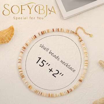 SOFYBJA Puka Shell Beaded Gemstone Choker Necklace Boho Dainty Stacked Necklace Handmade Jewelry for Women
