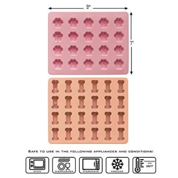 Mini Paw and Bone Silicone Dog Treat Molds