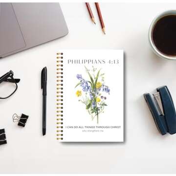 Guymn Christian Bible Notebook Journal - Christian Spiral Journal Notebook, Inspirational Notebooks, Bible Journal, Bible Notebook, 5.5×8.3 Prayer Journal for Women, 164 Pages